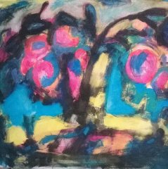 Красные цветы.2017. Бумага, акварель. 45х65